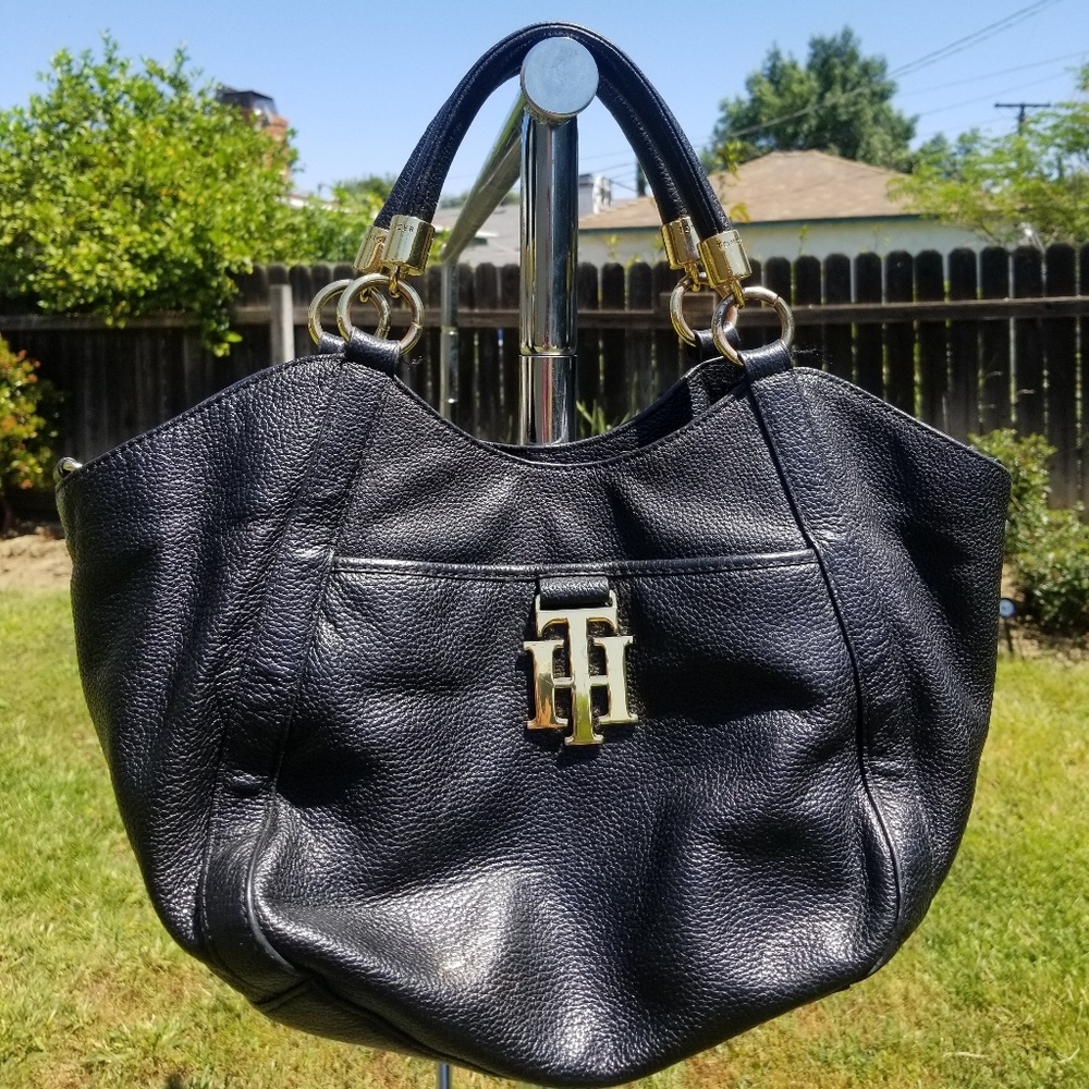 Tommy Hilfiger Small Black Genuine Leather Handbag